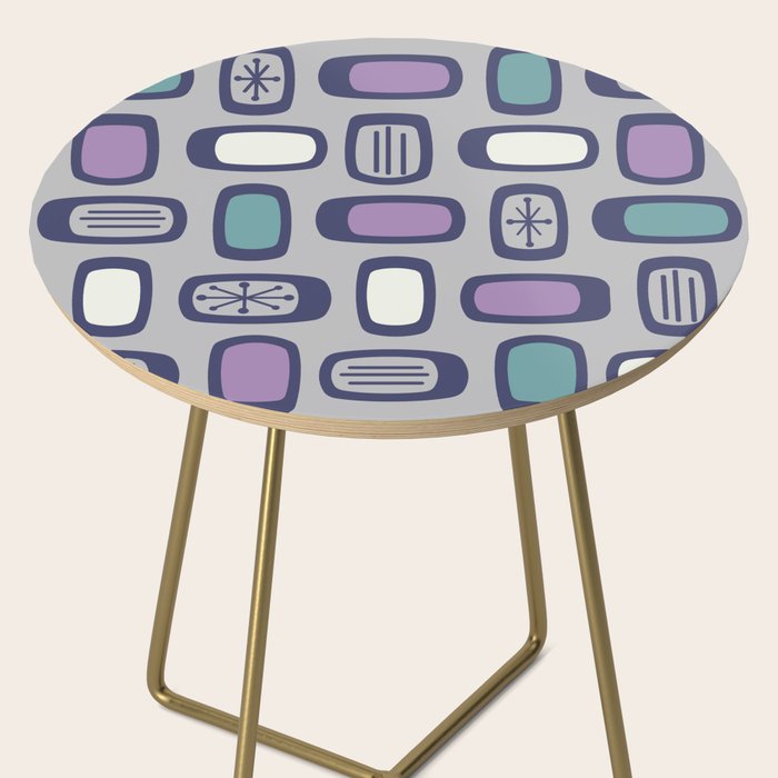Midcentury MCM Rounded Rectangles Gray Purple Side Table Gallery Image 2