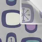 Midcentury MCM Rounded Rectangles Gray Purple Wall Tapestry Gallery Image 3