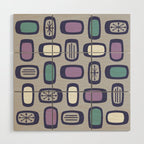 Midcentury MCM Rounded Rectangles Gray Purple Wood Wall Art Gallery Image 1
