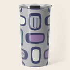 Midcentury MCM Rounded Rectangles Gray Purple Travel Mug Gallery Image 1