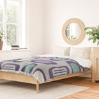 Midcentury MCM Rounded Rectangles Gray Purple Duvet Cover Gallery Image 2