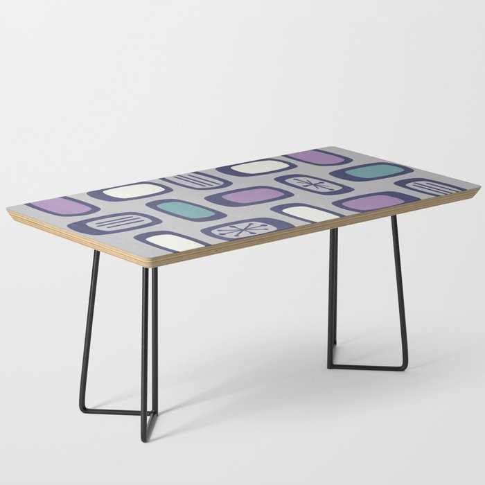 Midcentury MCM Rounded Rectangles Gray Purple Coffee Table Gallery Image 1