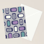 Midcentury MCM Rounded Rectangles Gray Purple Stationery Card Gallery Image 2