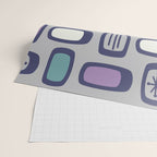 Midcentury MCM Rounded Rectangles Gray Purple Wrapping Paper Gallery Image 2