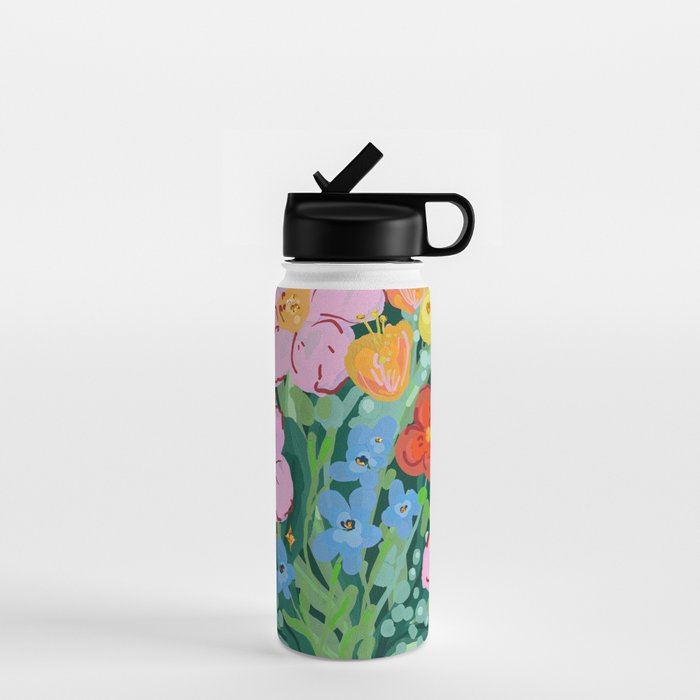 Vibrant Floral Terrarium Illustration Water Bottle Gallery Image 1