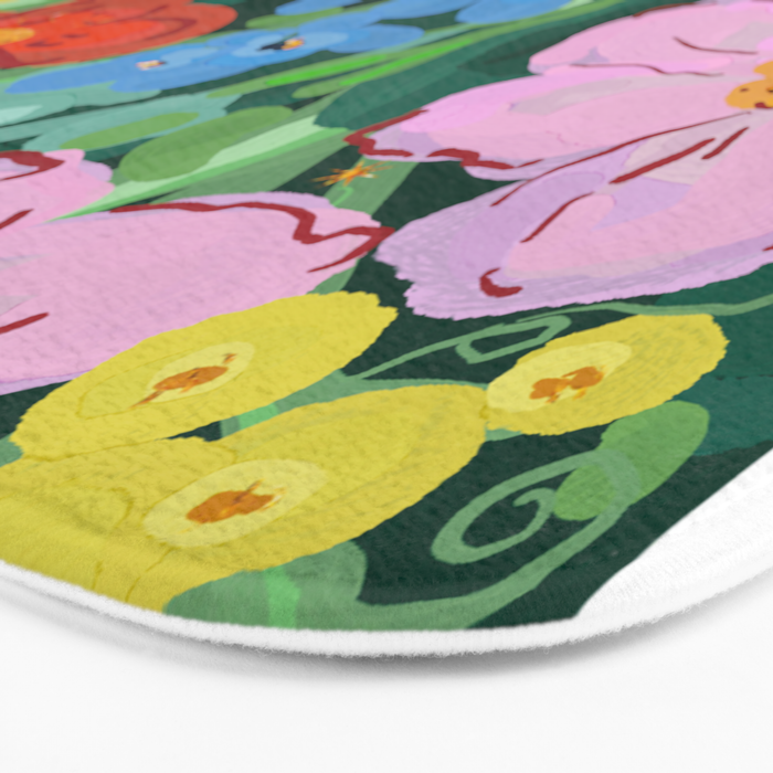 Vibrant Floral Terrarium Illustration Bath Mat Gallery Image 3
