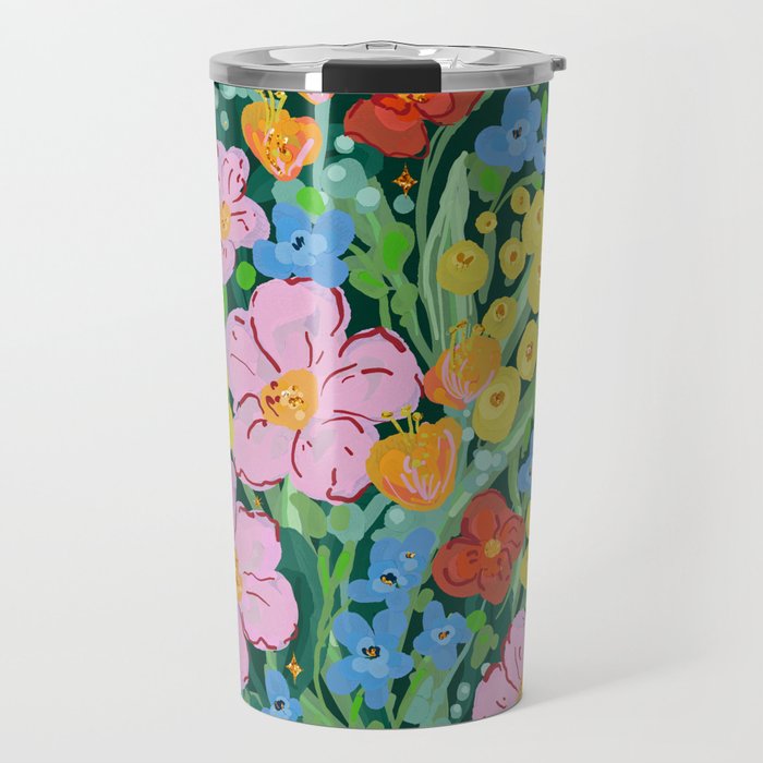 Vibrant Floral Terrarium Illustration Travel Mug Gallery Image 1
