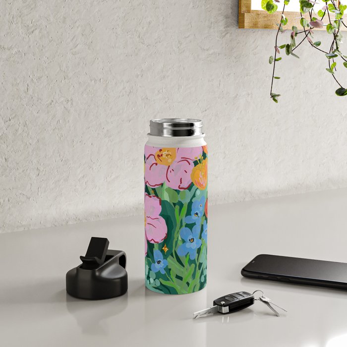 Vibrant Floral Terrarium Illustration Water Bottle Gallery Image 4