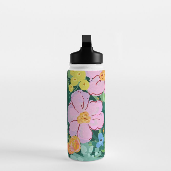 Vibrant Floral Terrarium Illustration Water Bottle Gallery Image 3