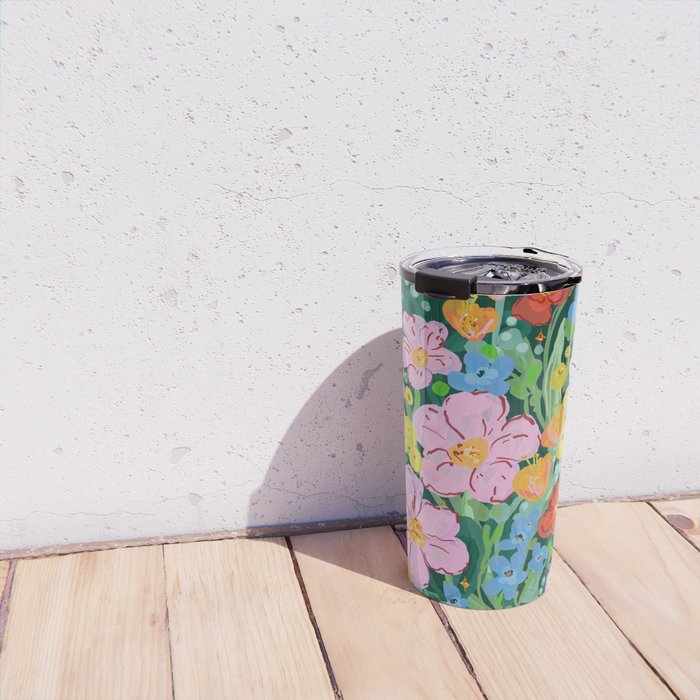 Vibrant Floral Terrarium Illustration Travel Mug Gallery Image 4