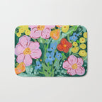 Vibrant Floral Terrarium Illustration Bath Mat Gallery Image 1