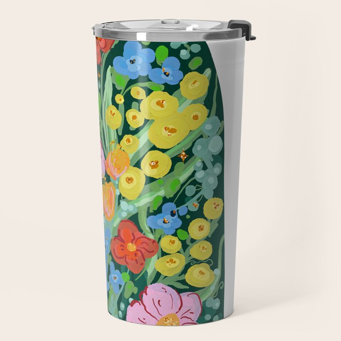 Vibrant Floral Terrarium Illustration Travel Mug Gallery Image 2