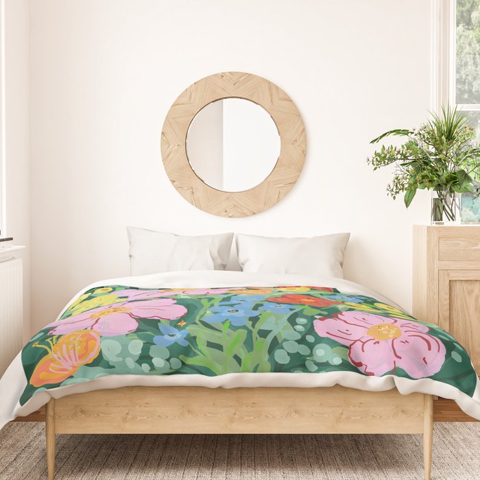 Vibrant Floral Terrarium Illustration Duvet Cover Gallery Image 3