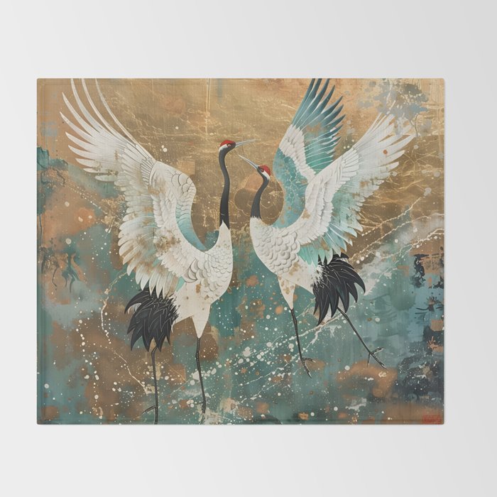 Japara Cranes in Twilight Throw Blanket Gallery Image 2
