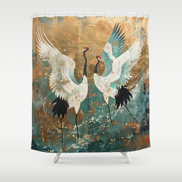 Japara Cranes in Twilight Shower Curtain Gallery Image 1