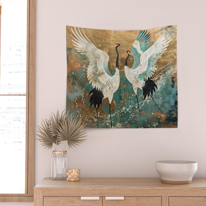 Japara Cranes in Twilight Wall Tapestry Gallery Image 2