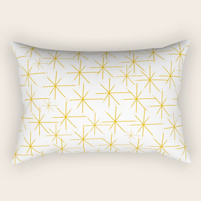 Stella - Atomic Age Midcentury Modern Minimalist Pattern in Light Mustard Yellow and White Rectangular Pillow Gallery Image 1