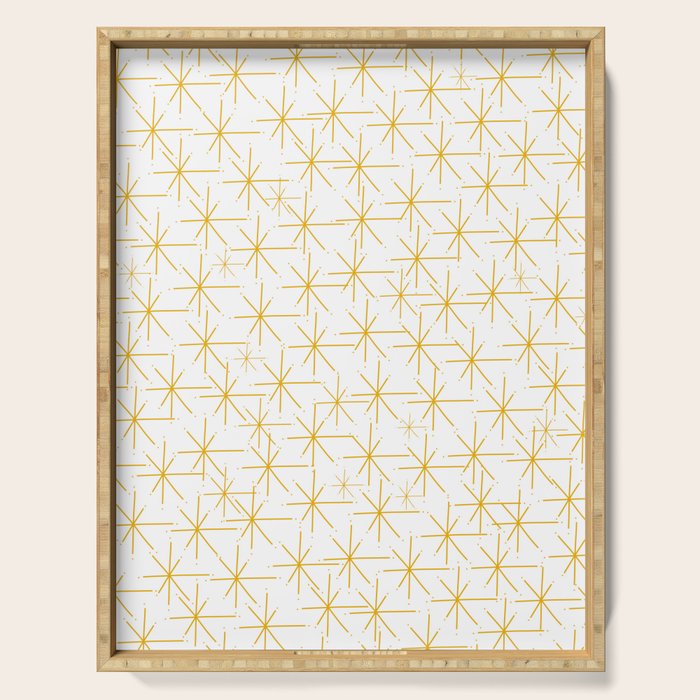 Stella - Atomic Age Midcentury Modern Minimalist Pattern in Light Mustard Yellow and White Serving Tray Gallery Image 1
