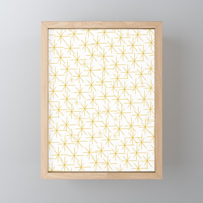 Stella - Atomic Age Midcentury Modern Minimalist Pattern in Light Mustard Yellow and White Mini Art Print Gallery Image 1