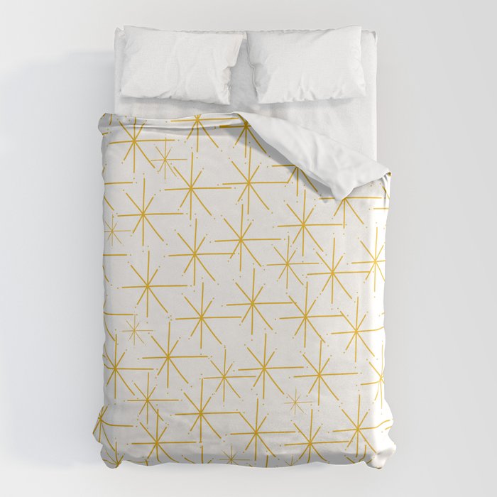 Stella - Atomic Age Midcentury Modern Minimalist Pattern in Light Mustard Yellow and White Duvet Cover Gallery Image 1