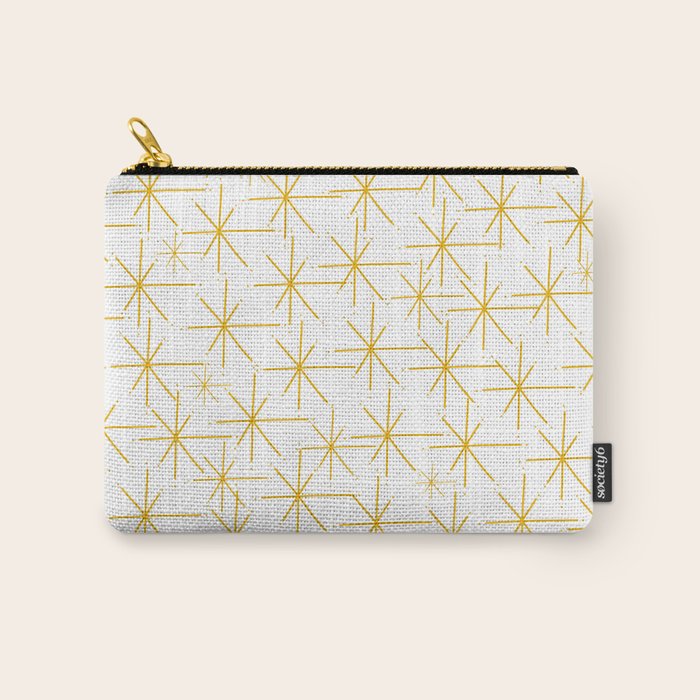 Stella - Atomic Age Midcentury Modern Minimalist Pattern in Light Mustard Yellow and White Carry All Pouch Gallery Image 1