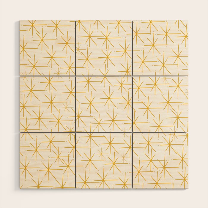 Stella - Atomic Age Midcentury Modern Minimalist Pattern in Light Mustard Yellow and White Wood Wall Art Gallery Image 1