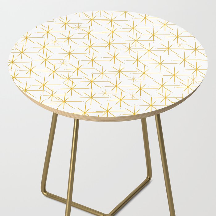 Stella - Atomic Age Midcentury Modern Minimalist Pattern in Light Mustard Yellow and White Side Table Gallery Image 2