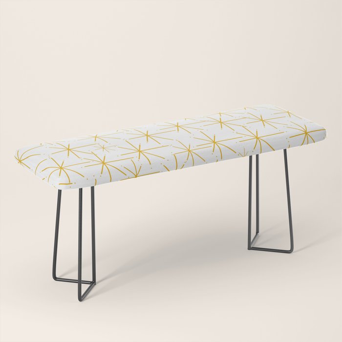 Stella - Atomic Age Midcentury Modern Minimalist Pattern in Light Mustard Yellow and White Bench Gallery Image 1