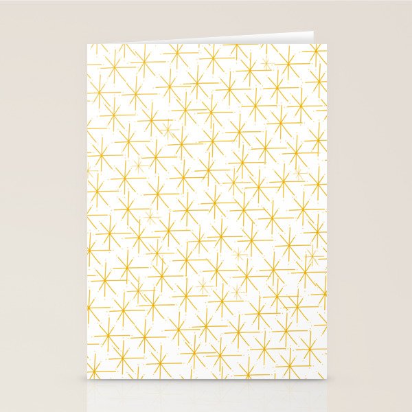 Stella - Atomic Age Midcentury Modern Minimalist Pattern in Light Mustard Yellow and White Stationery Card Gallery Image 2