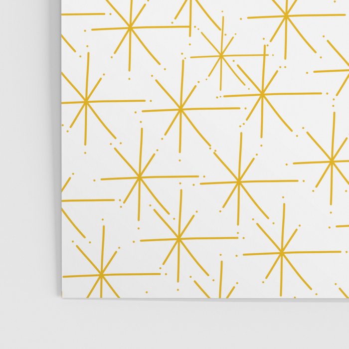Stella - Atomic Age Midcentury Modern Minimalist Pattern in Light Mustard Yellow and White Poster Gallery Image 3