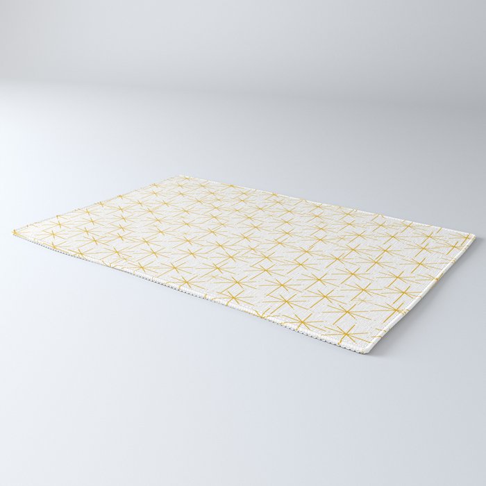 Stella - Atomic Age Midcentury Modern Minimalist Pattern in Light Mustard Yellow and White Rug Gallery Image 3