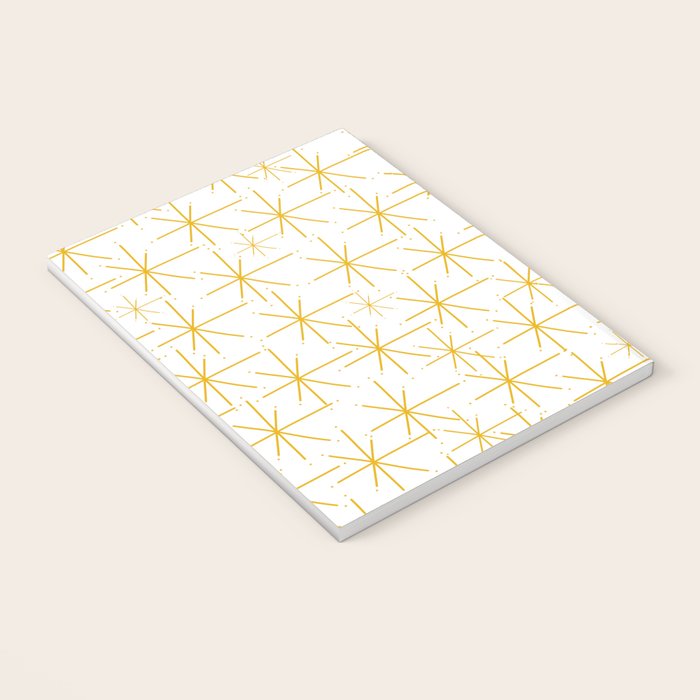 Stella - Atomic Age Midcentury Modern Minimalist Pattern in Light Mustard Yellow and White Notebook Gallery Image 3