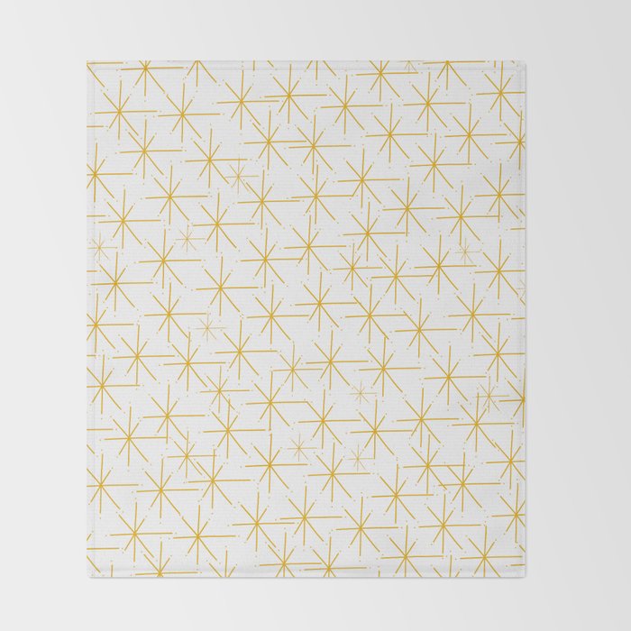 Stella - Atomic Age Midcentury Modern Minimalist Pattern in Light Mustard Yellow and White Throw Blanket Gallery Image 2