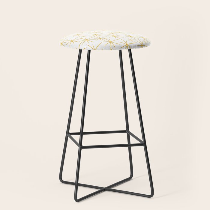 Stella - Atomic Age Midcentury Modern Minimalist Pattern in Light Mustard Yellow and White Stool Gallery Image 1