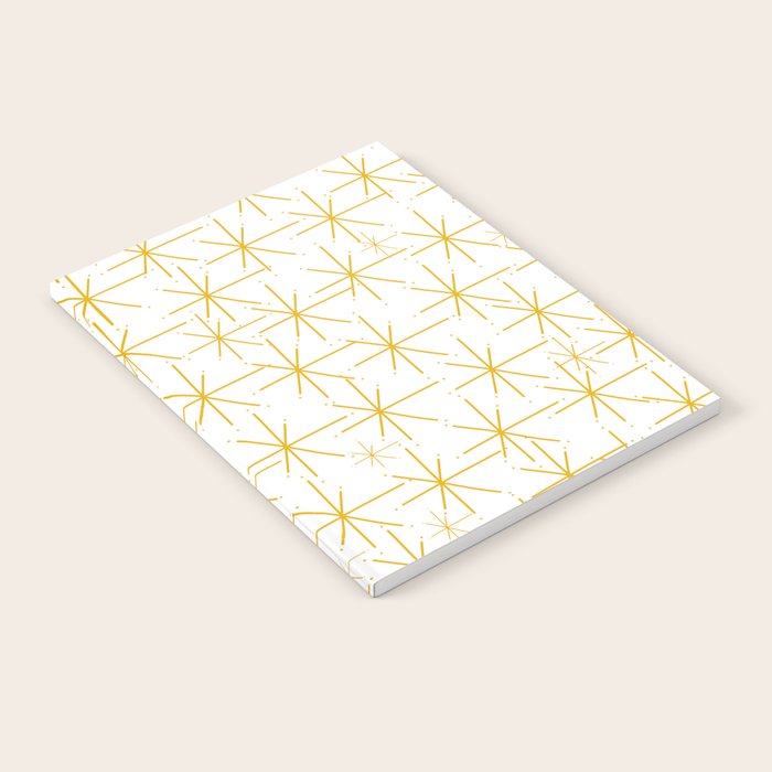 Stella - Atomic Age Midcentury Modern Minimalist Pattern in Light Mustard Yellow and White Notebook Gallery Image 1