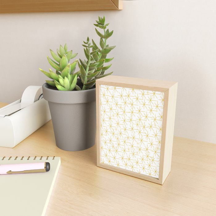 Stella - Atomic Age Midcentury Modern Minimalist Pattern in Light Mustard Yellow and White Mini Art Print Gallery Image 2