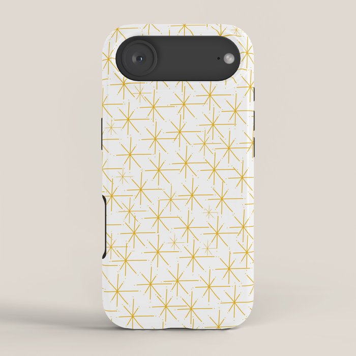 Stella - Atomic Age Midcentury Modern Minimalist Pattern in Light Mustard Yellow and White iPhone Case Gallery Image 2