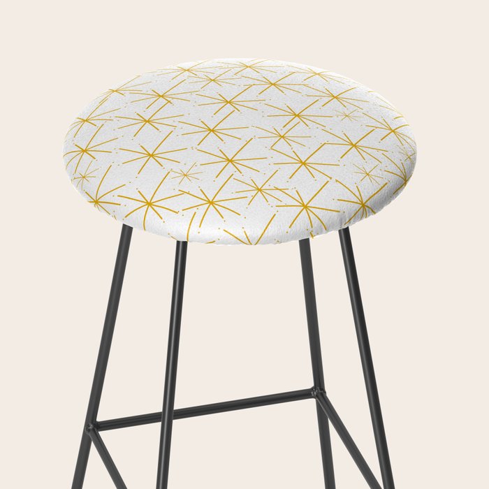 Stella - Atomic Age Midcentury Modern Minimalist Pattern in Light Mustard Yellow and White Stool Gallery Image 2