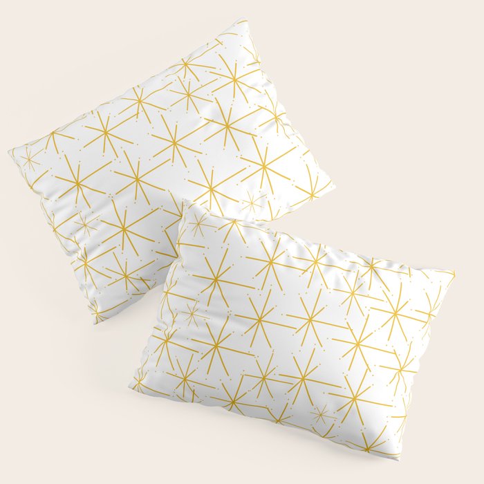 Stella - Atomic Age Midcentury Modern Minimalist Pattern in Light Mustard Yellow and White Pillow Sham Gallery Image 3