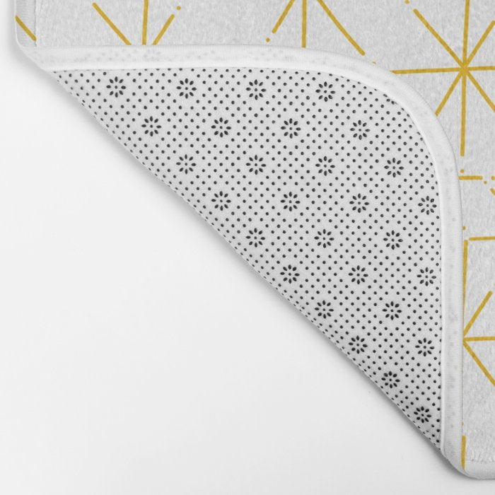 Stella - Atomic Age Midcentury Modern Minimalist Pattern in Light Mustard Yellow and White Bath Mat Gallery Image 2