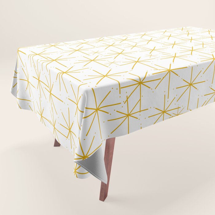 Stella - Atomic Age Midcentury Modern Minimalist Pattern in Light Mustard Yellow and White Tablecloth Gallery Image 1