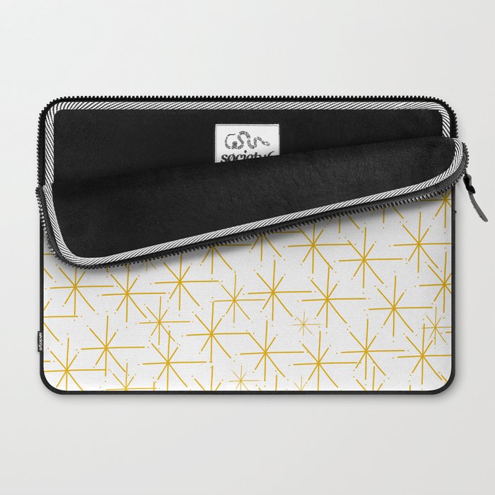 Stella - Atomic Age Midcentury Modern Minimalist Pattern in Light Mustard Yellow and White Laptop Sleeve Gallery Image 2