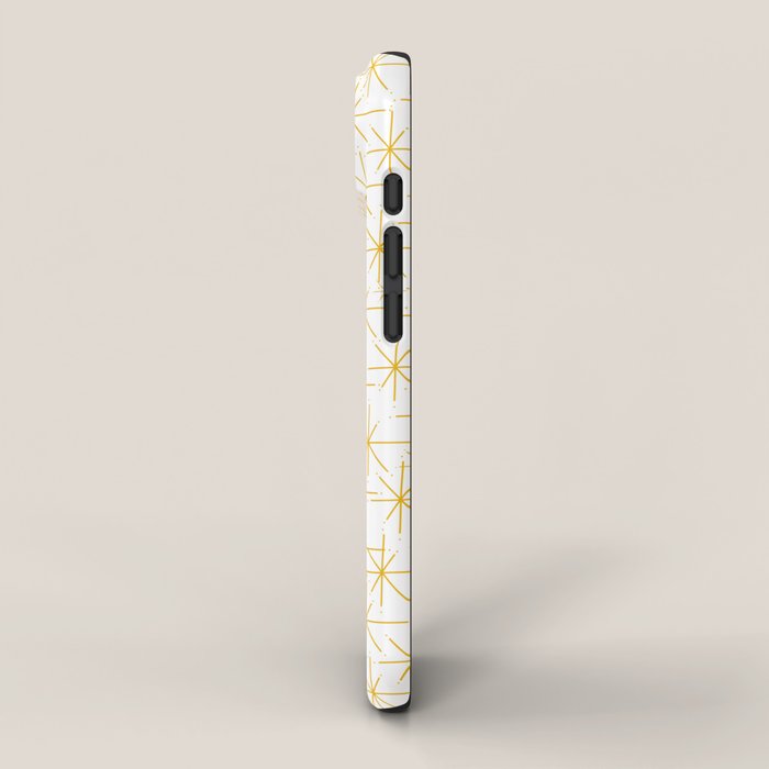 Stella - Atomic Age Midcentury Modern Minimalist Pattern in Light Mustard Yellow and White iPhone Case Gallery Image 2
