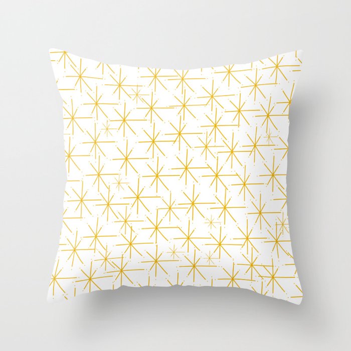 Stella - Atomic Age Midcentury Modern Minimalist Pattern in Light Mustard Yellow and White Throw Pillow Gallery Image 1