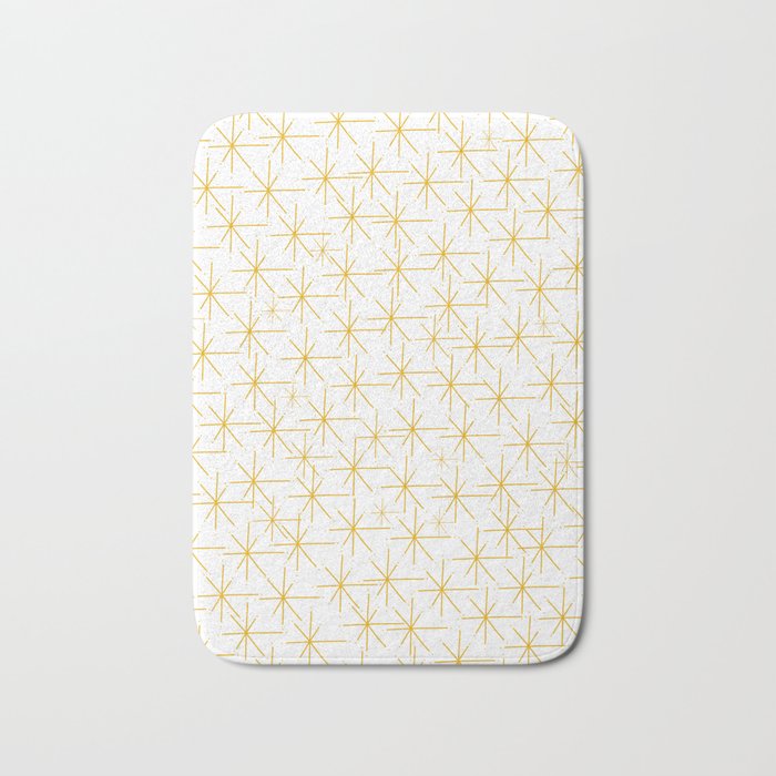 Stella - Atomic Age Midcentury Modern Minimalist Pattern in Light Mustard Yellow and White Bath Mat Gallery Image 1