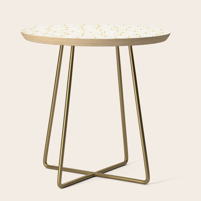 Stella - Atomic Age Midcentury Modern Minimalist Pattern in Light Mustard Yellow and White Side Table Gallery Image 1