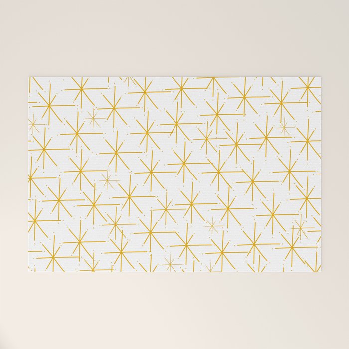Stella - Atomic Age Midcentury Modern Minimalist Pattern in Light Mustard Yellow and White Welcome Mat Gallery Image 1