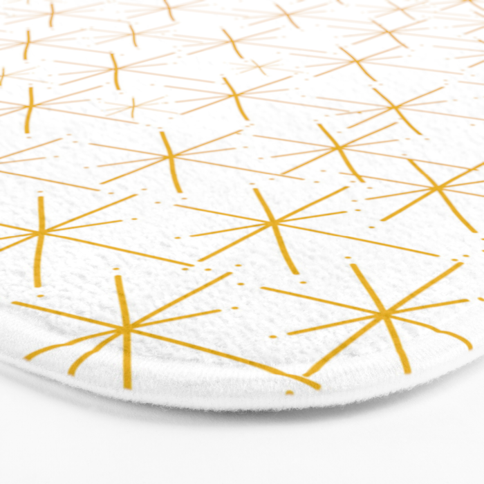 Stella - Atomic Age Midcentury Modern Minimalist Pattern in Light Mustard Yellow and White Bath Mat Gallery Image 3