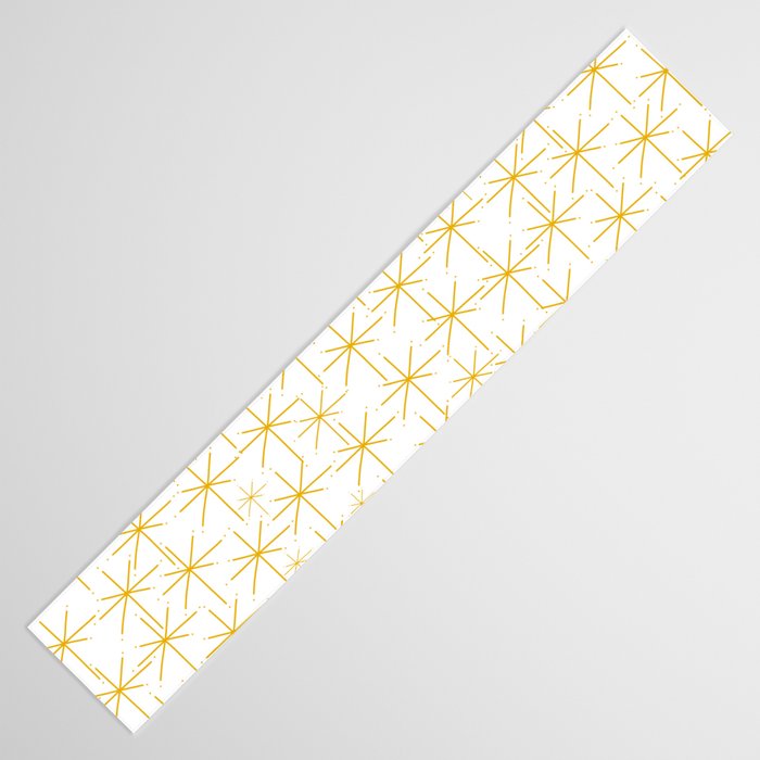 Stella - Atomic Age Midcentury Modern Minimalist Pattern in Light Mustard Yellow and White Table Runner Gallery Image 3