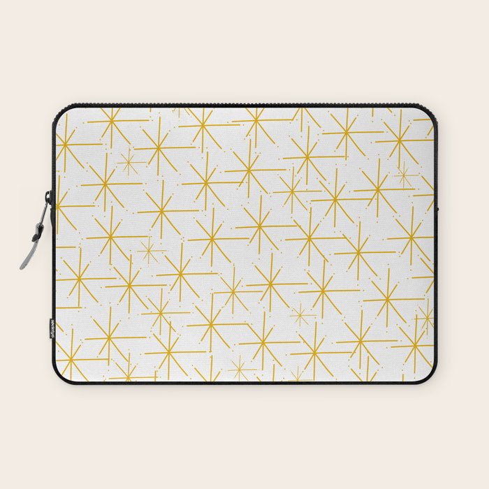 Stella - Atomic Age Midcentury Modern Minimalist Pattern in Light Mustard Yellow and White Laptop Sleeve Gallery Image 1